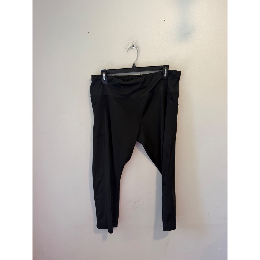 Avia Womens Black Cropped Activewear Leggings with Pockets XXL 2XG 20